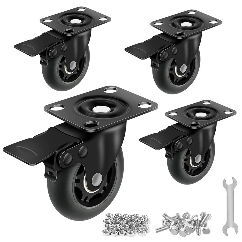 Apllamo 3" Casters Set of 4 ，4 Heavy Duty Quiet Casters, Max Load 2000LBS. Suitable to do Soft Wheels for cart, Glide Quietly and Protect The Floor, casters Set of 4 Heavy Duty. - Image 1